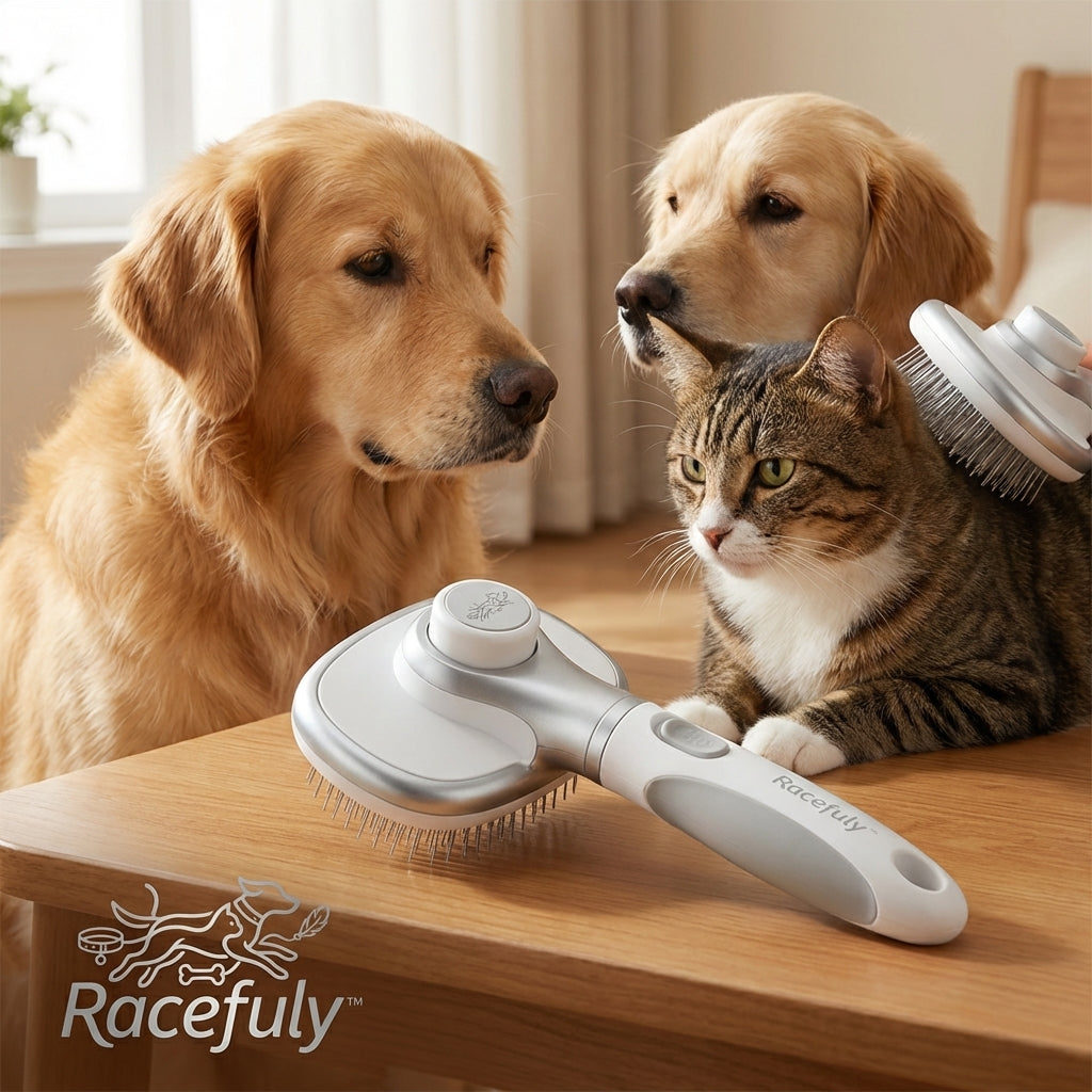 🐾💎 Racefully™ SmartClean Brosse Auto-Nettoyante – Édition Confort Plus